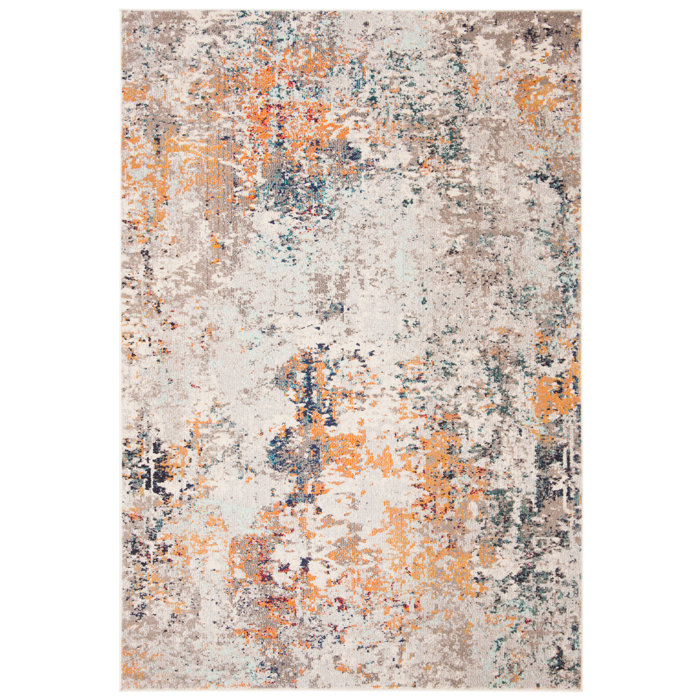 Bungalow Rose Gutierez Abstract Gray/Orange Area Rug & Reviews Wayfair